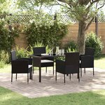 vidaXL Ensemble de salle à manger pour jardin 5 Pièces Noir Poly rotin