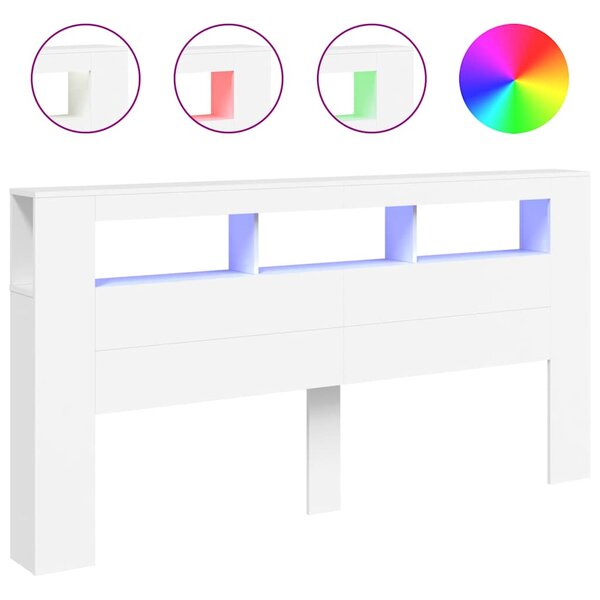 vidaXL Tête de lit à LED blanc 200x18 5x103 5 cm bois d'ingénierie