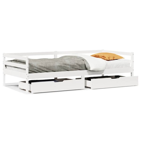 vidaXL Lit de jour et tiroirs sans matelas blanc 90x200 cm bois massif