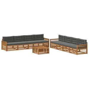 vidaXL Ensemble de canapés d'extérieur 9 pc Naturel et Anthracite