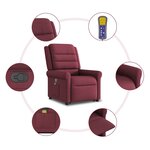 vidaXL Fauteuil inclinable de massage Rouge bordeaux Tissu
