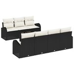 vidaXL Ensemble de canapé de jardin 8 Pièces Noir 55 x 55 x 37 cm