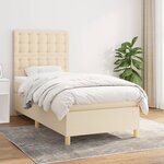 vidaXL Sommier à lattes de lit avec matelas Crème 100x200 cm Tissu