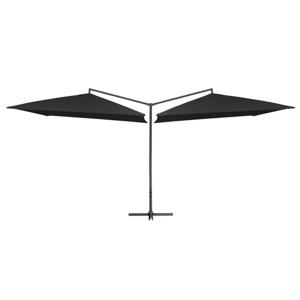 vidaXL Parasol double avec mât en acier 250 x 250 cm Noir