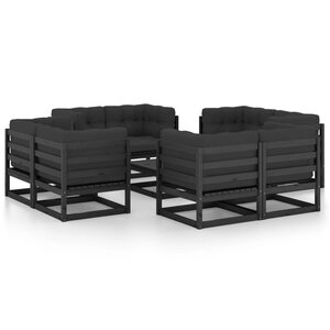 Salon de jardin meuble d'extérieur ensemble de mobilier 9 pièces avec coussins bois de pin massif 02_0017929