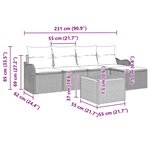 vidaXL Ensemble de canapé de jardin 6 Pièces Noir Poly rotin