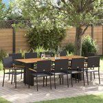 vidaXL Ensemble de salle à manger pour jardin 11 Pièces Noir Poly rotin