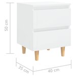 vidaXL Tables de chevet pieds en pin 2 Pièces blanc brillant 40x35x50 cm