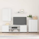vidaXL Ensemble meuble TV Montage mural 4 Pièces Blanc Bois d'ingénierie