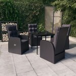 vidaXL Ensemble à manger de jardin avec coussins 5 Pièces Noir