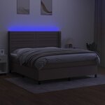 vidaXL Sommier à lattes de lit matelas et LED Taupe 180x200 cm Tissu