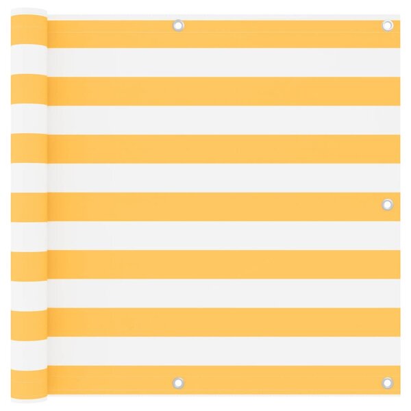 vidaXL Écran de balcon Blanc et jaune 90x400 cm Tissu Oxford