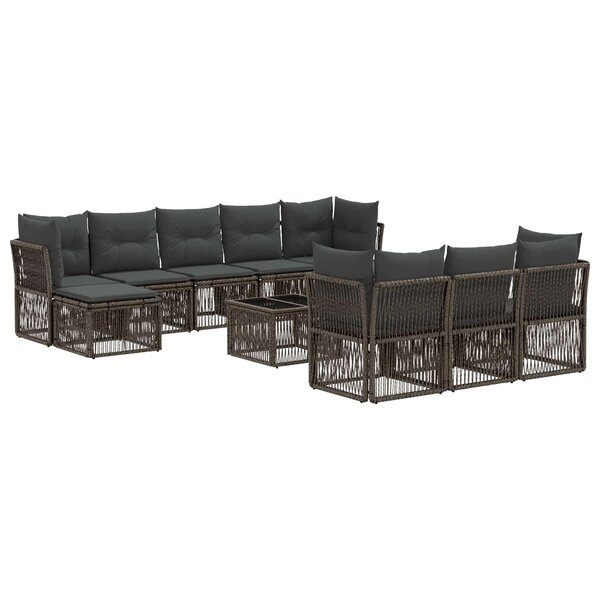 vidaXL Ensemble de canapé de jardin 11 Pièces Gris polyrotin