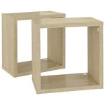 vidaXL Étagères cube murales 2 Pièces Chêne sonoma 26x15x26 cm