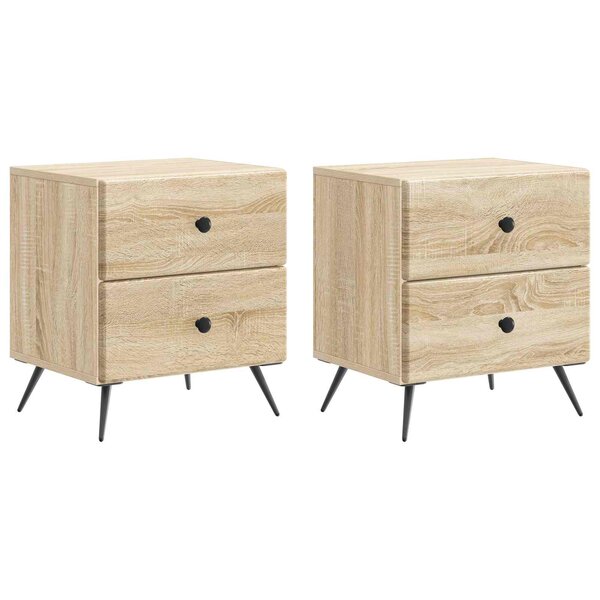 vidaXL Cabinet de chevet 2 Pièces Chêne Sonoma 43 x 34 5 x 47 5 cm