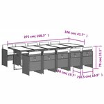 vidaXL Ensemble à manger de jardin 11Pièces avec coussins gris poly rotin