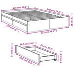 vidaXL Cadre de lit avec tiroirs sans matelas sonoma gris 120x190 cm