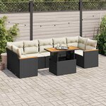 vidaXL Salon de jardin avec coussins 8 Pièces noir résine tressée acacia