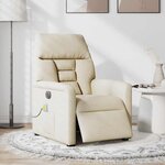 vidaXL Fauteuil inclinable de massage électrique crème tissu
