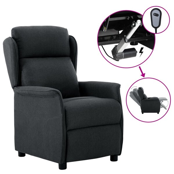 vidaXL Fauteuil inclinable électrique Gris foncé Tissu