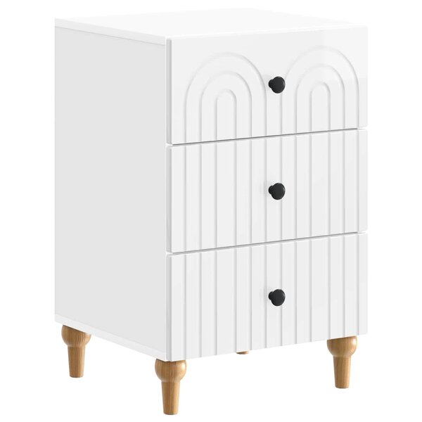 vidaXL Cabinet de chevet avec tiroir Blanc brillant 43 x 41 x 66 5 cm