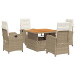 vidaXL Ensemble à manger de jardin avec coussins 5Pièces Beige poly rotin