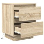 VidaXL Tables de chevet avec lumières LED 2Pièces chêne sonoma 38x34x50cm