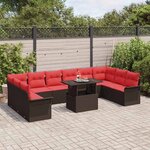 vidaXL Ensemble de canapé de jardin 11 Pièces Marron Poly Rattan