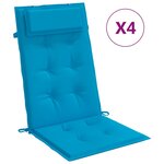vidaXL Coussins de chaise à dossier haut lot de 4 bleu clair