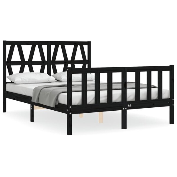 vidaXL Cadre de lit sans matelas noir 140x190 cm bois de pin massif