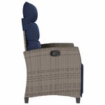 vidaXL Chaise de jardin inclinable avec table d'appoint gris polyrotin