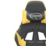 vidaXL Chaise de jeu avec repose-pied Noir et doré Similicuir