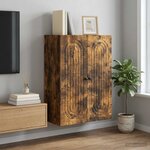 vidaXL Armoire Murale Chêne fumé 66 x 34 5 x 90 cm Bois d'ingénierie