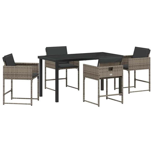 vidaXL Ensemble de salle à manger pour jardin 5 Pièces Gris Poly rotin