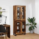vidaXL Haut Armoire 2 Pièces Bois Ancien Bois Aggloméré et Verre