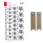 Stickers étoiles à paillettes argentées + 20 étiquettes kraft Fanion