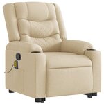vidaXL Fauteuil inclinable de massage Crème Tissu