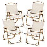 Set de table et 4 chaises de camping tissu Oxford 600D effet bois beige 03_0010694