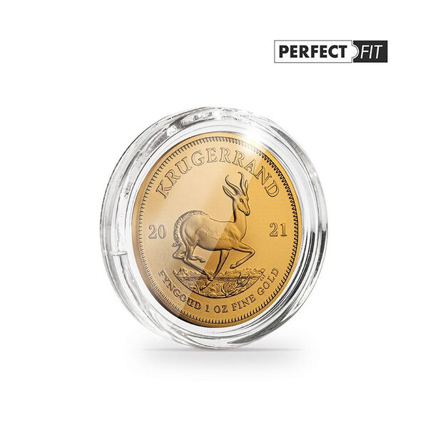 Capsules rondes ULTRA PERFECT FIT pour pièces de 1 oz Krugerrand or. Paquet - 10 capsules