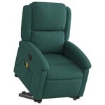 vidaXL Fauteuil inclinable de massage Vert foncé Tissu