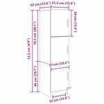 vidaXL Meuble de Rangement chêne artisanal 31 5 x 32 x 124 cm