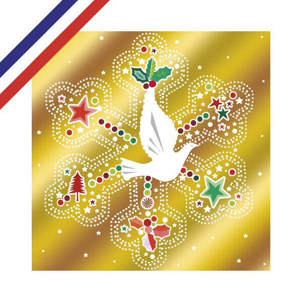 Carte simple de vœux colombe et flocon