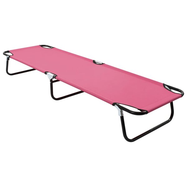 vidaXL Chaise longue pliable acier rose