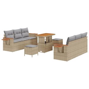 vidaXL Ensemble de canapé de jardin 9 Pièces beige et gris clair