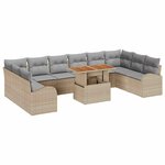 vidaXL Ensemble de canapé de jardin 11 Pièces Beige Poly rotin