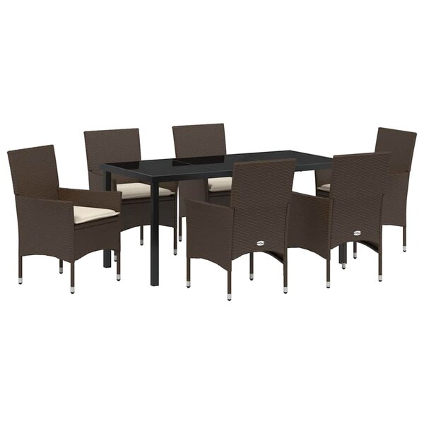 vidaXL Ensemble de salle à manger pour jardin 7 Pièces Marron polyrotin