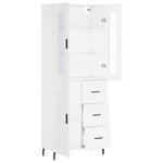 vidaXL Buffet haut Blanc 69 5x34x180 cm Bois d'ingénierie