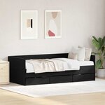 vidaXL Cadre de lit de jour avec tiroirs Chêne noir 90 x 200 cm