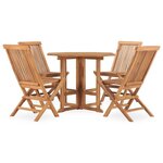 vidaXL Ensemble à manger d'extérieur pliable 5 Pièces Bois solide de teck