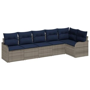 vidaXL Ensemble de canapé de jardin 6 Pièces Gris polyrotin